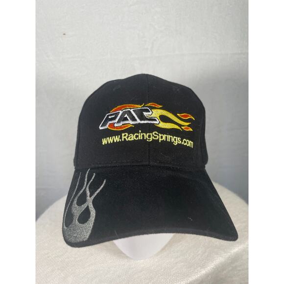Vintage PAC Racing Springs Black Adjustable Hat Flame Embroidered Logo Cap - Picture 3 of 7